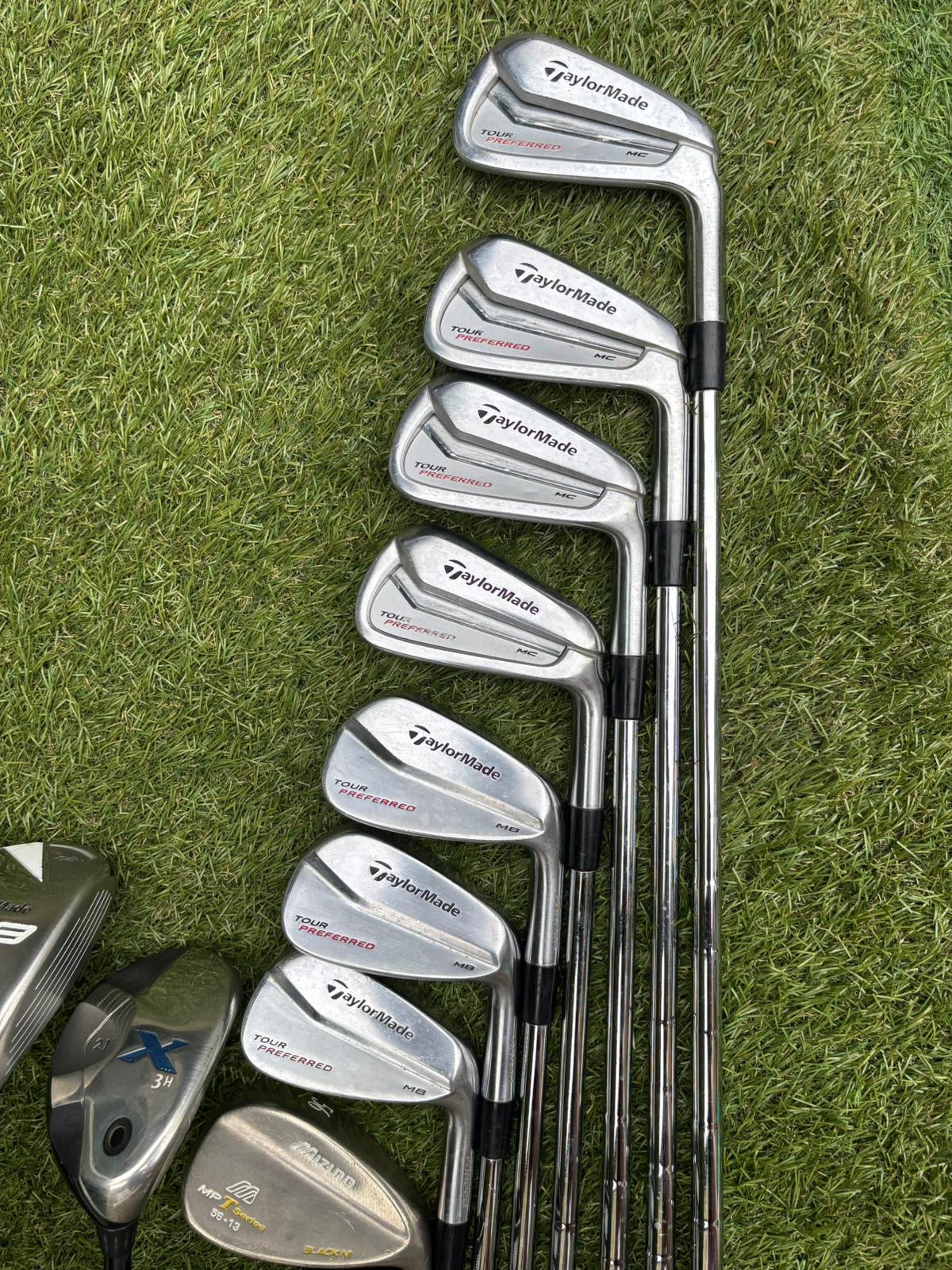 TaylorMade Tour Preferred MC Irons (4–PW) + Burner Driver, R9 Fairway, Callaway Hybrid, Ping Cadence Putter & TaylorMade Bag