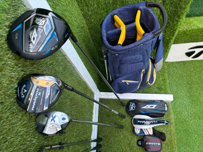 Callaway Irons, Wilson D9 Driver, Callaway Paradym X 3 Wood, Callaway X Hybrid, Wilson Infinite Putter & OUUL Premium Stand Bag