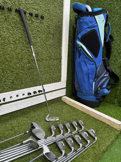 Z-MODEL II Irons + TaylorMade Woods & Hybrid + Ping Zing 2 + Donnay Putter + Peter Alliss Stand Bag – 14 Clubs