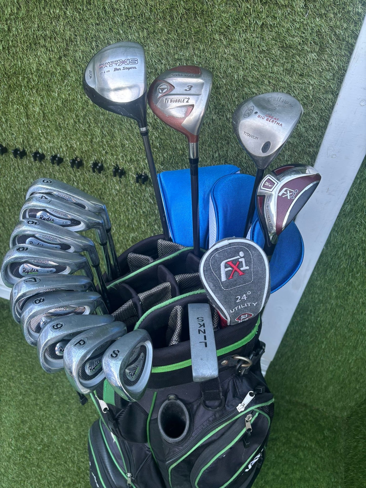 Ryder Z-40 Irons + Ben Sayers Power Pact Driver + Woods + RAM FXi Hybrid + Stowamate Bag (14 Clubs)