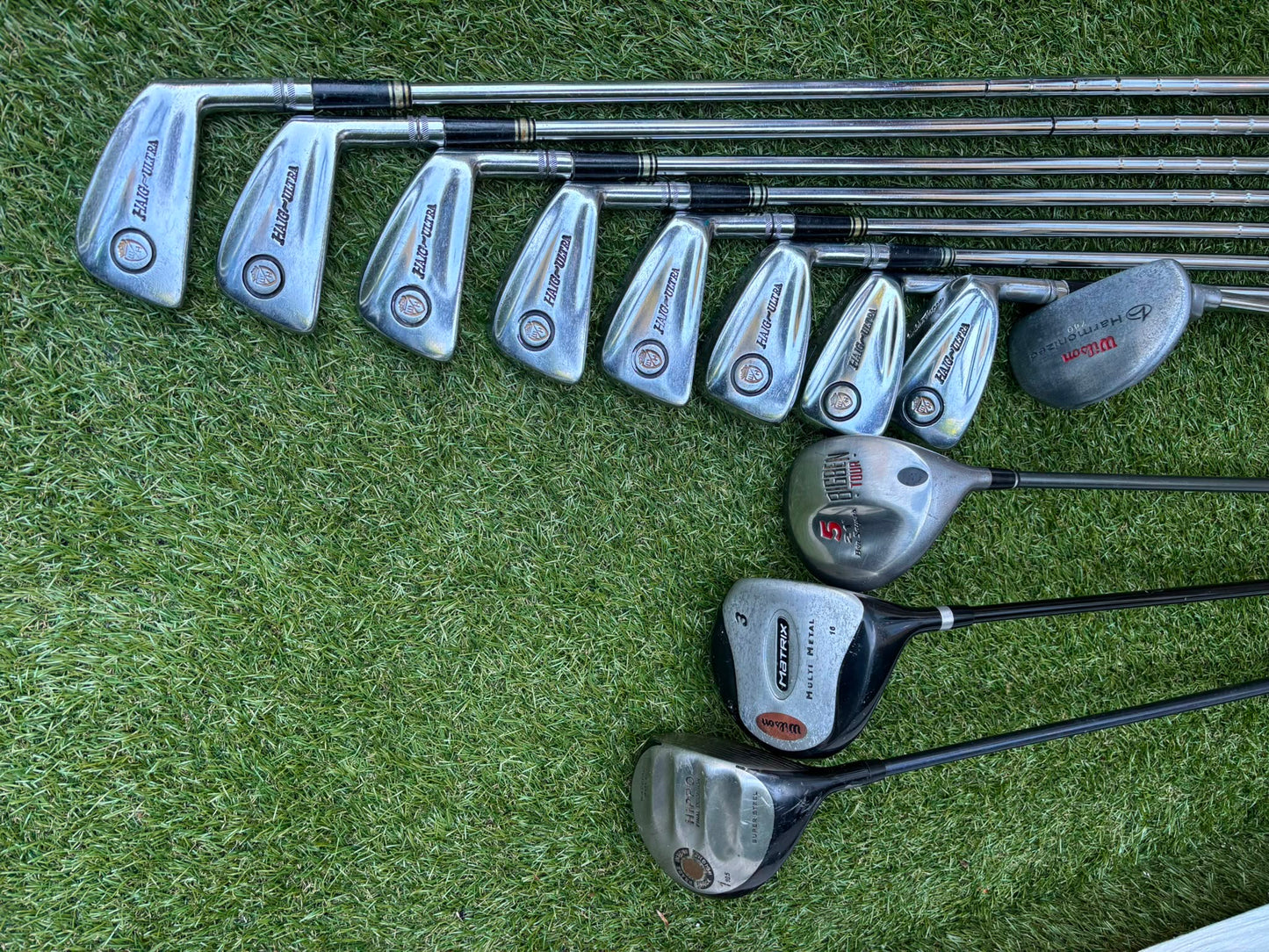 Walter Hagen Haig-Ultra 3–PW Golf Set – Hippo Driver, Wilson & Ben Sayers Woods, Wilson Putter & PowaKaddy Bag