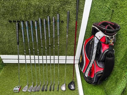 Maple Leaf Competitive Edge Irons + King Cobra Driver, 3 Wood, Zucci Putter & PowaKaddy Bag