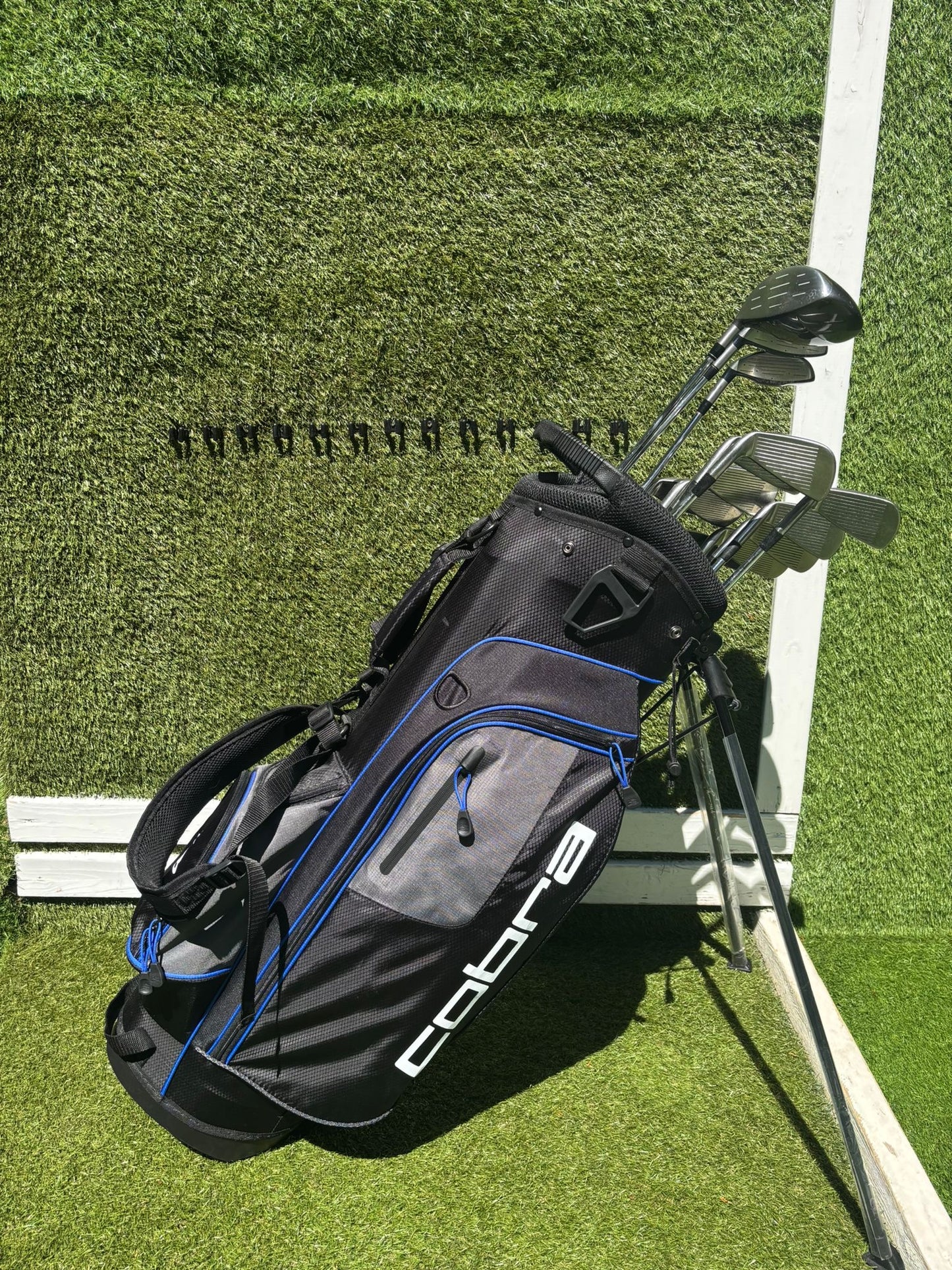Mizuno Zoid Comp CT Irons 3–SW, Mizuno Woods & Cobra Stand Bag Golf Set