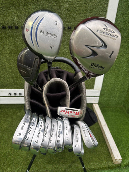 Dunlop MAX Irons + Wilson Deep Red Driver + St Andrews 3 Wood + Inesis Hybrid + Callaway Stand Bag – 13 Clubs