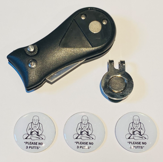 Budha No 3 Putts Pitchfork and Golf  Hat Clip and 3 Markers - FREE UK