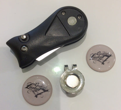 Golf Pitchfork Magnetic Hat Clip With 2 Lucky 7 Markers