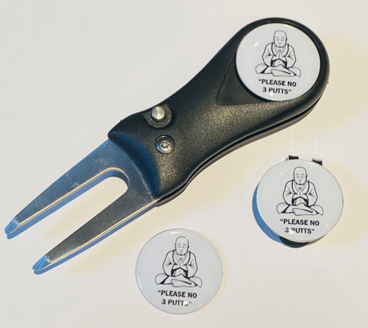 Budha No 3 Putts Pitchfork and Golf  Hat Clip and 3 Markers - FREE UK
