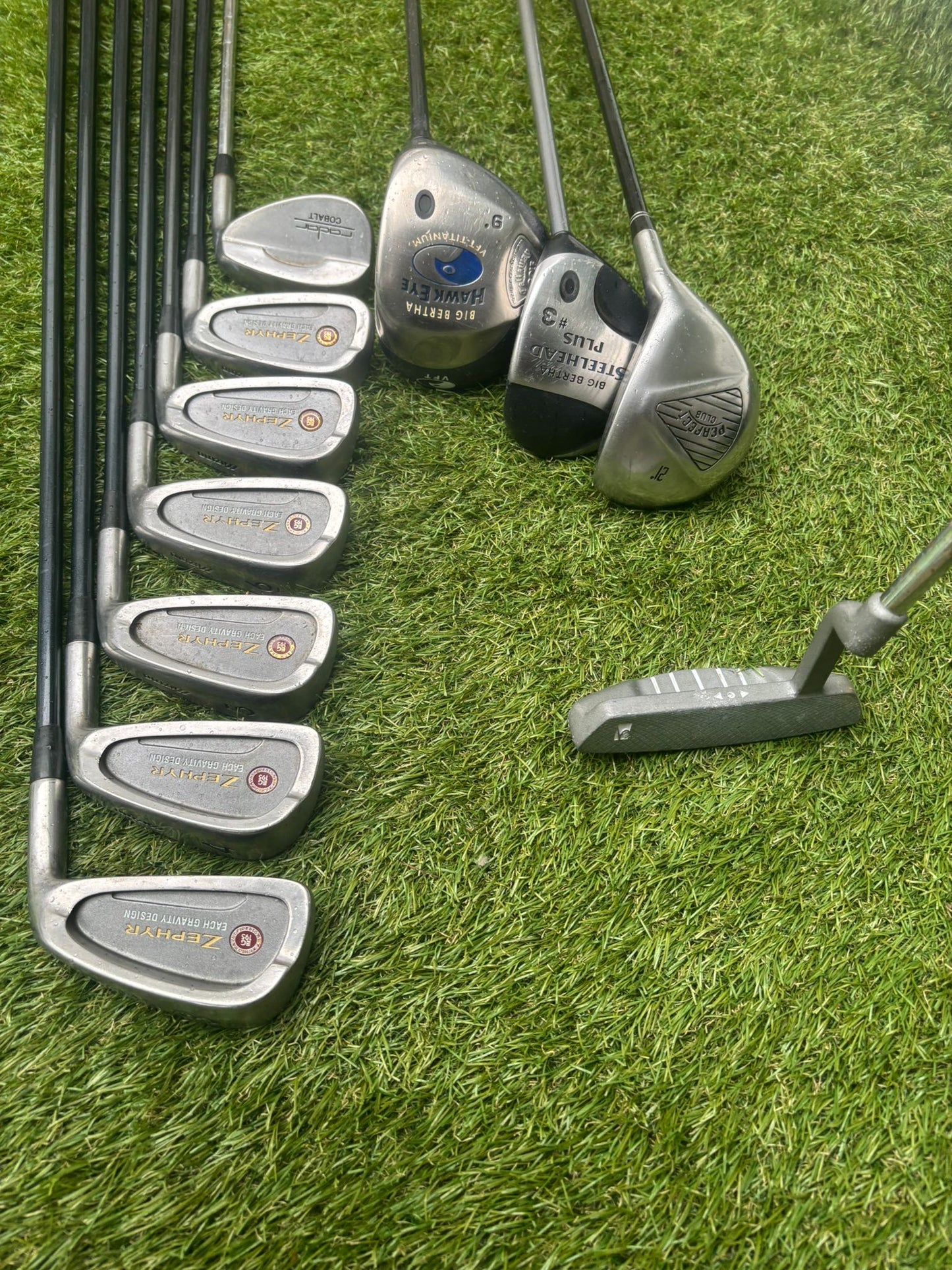 Mizuno Zephyr Irons + Callaway Big Bertha Woods + Hybrid + Wedge + Stand Bag (11 Clubs)