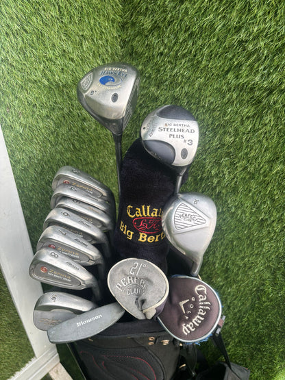Mizuno Zephyr Irons + Callaway Big Bertha Woods + Hybrid + Wedge + Stand Bag (11 Clubs)