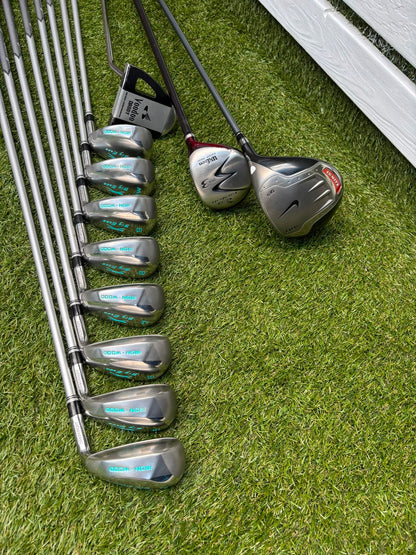 Slazenger Iron-Woods, Nike Driver, Wilson Fairway Wood, Voodoo Daddy Putter & Stand Bag