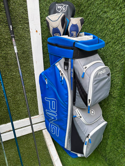 Ping Eye2+ Blue Dot Graphite Irons, Brand New Wilson D7 Driver, Ping G5 Woods & Ping Traverse Cart Bag