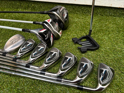 New Wilson Staff D7 Irons, Titleist Driver, Callaway Wood & Hybrid, New Wilson Infinite Putter Titleist Waterproof Cart Bag