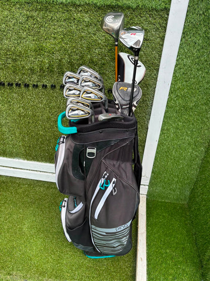 Cleveland CG7 Tour Irons, TaylorMade R9 Hybrid, Cleveland Launcher Driver & Ping Bag