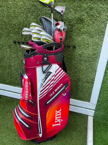 Nike Slingshot 4D Irons, Nike Driver, Cobra 4 Wood, Nike VR_S Hybrid, Odyssey Putter, New Lynx Waterproof Cart Bag