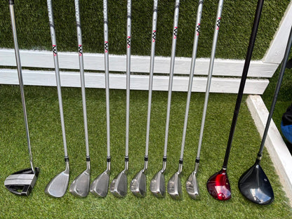Slazenger Iron-Woods, Nike Driver, Wilson Fairway Wood, Voodoo Daddy Putter & Stand Bag
