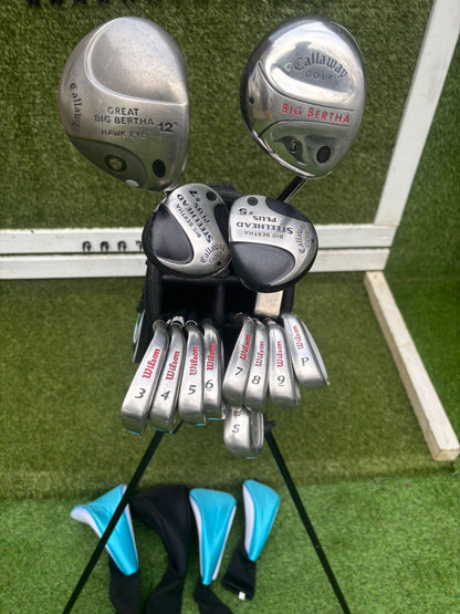 Callaway Big Bertha Woods + Wilson FatShaft Irons + Stand Bag (14 Clubs)