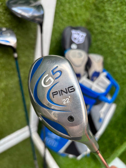 Ping Eye2+ Blue Dot Graphite Irons, Brand New Wilson D7 Driver, Ping G5 Woods & Ping Traverse Cart Bag