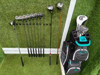 Cleveland CG7 Tour Irons, TaylorMade R9 Hybrid, Cleveland Launcher Driver & Ping Bag