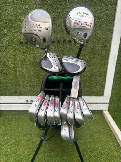 Callaway Big Bertha Woods + Wilson FatShaft Irons + Stand Bag (14 Clubs)