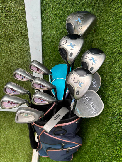 Ladies Golf Set – Callaway Big Bertha Irons, Callaway X Woods (Driver, 3, 5 & 7), HEXSERT HM-1 Putter & Cart Bag