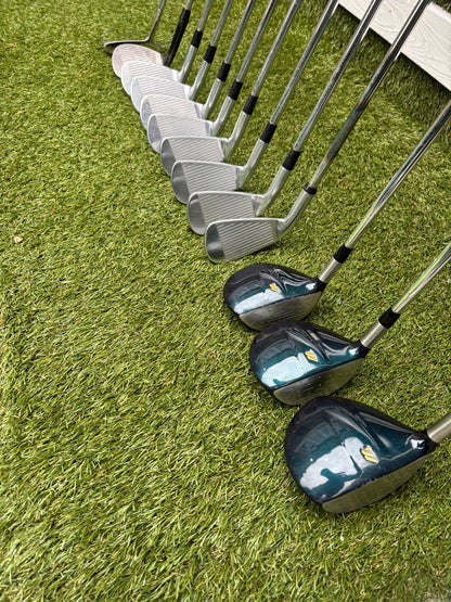 Maxfli Revolution Irons 3-PW + Mizuno Zoid Woods + Sun Mountain Cart Bag