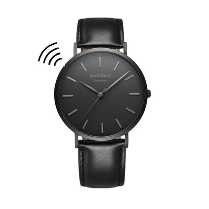 Contactless Payment Watch - Men's Minimalist + Jet Black Strap + Modern Font Engraving