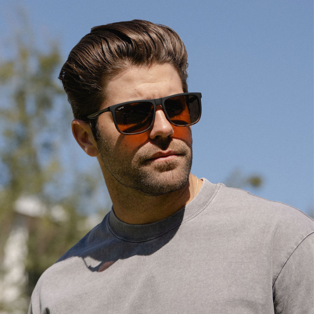 JACOB Rectangular Classic Men's Sunglasses in Matte Black Tortoise by WMP Eyewear