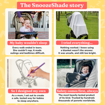 SnoozeShade Plus Deluxe: premium sun and sleep shade and insect net for buggies and pushchairs