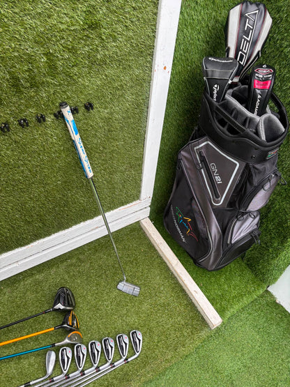 Benross Delta X Irons, Delta Driver, Adams Idea Pro Hybrid, Mizuno M-Craft IV, Vokey SM6 & Greg Norman Cart Bag