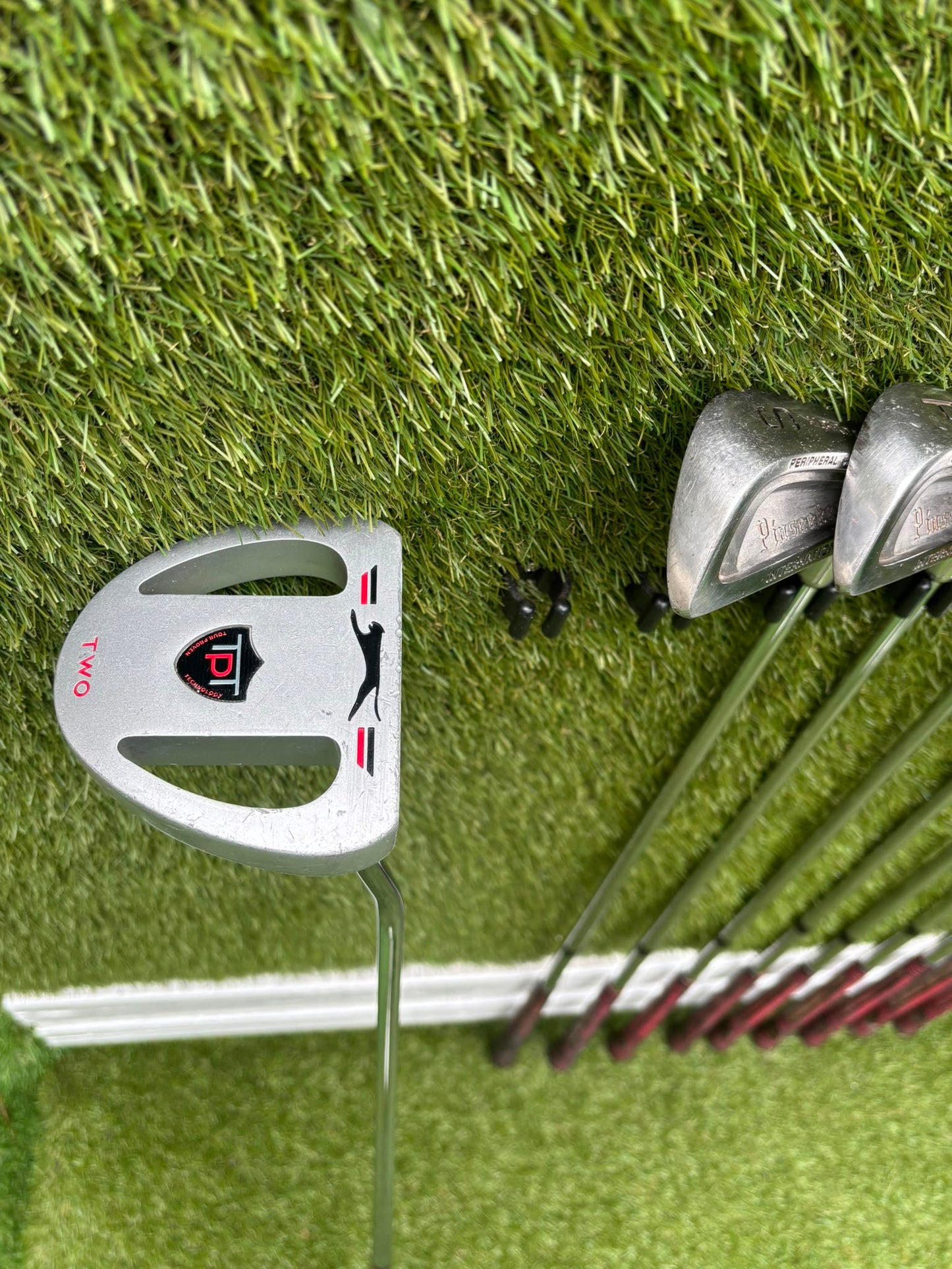 Pinseeker 3–SW Full Golf Set + John Letters Driver, MD Golf 3 Wood & Slazenger Putter