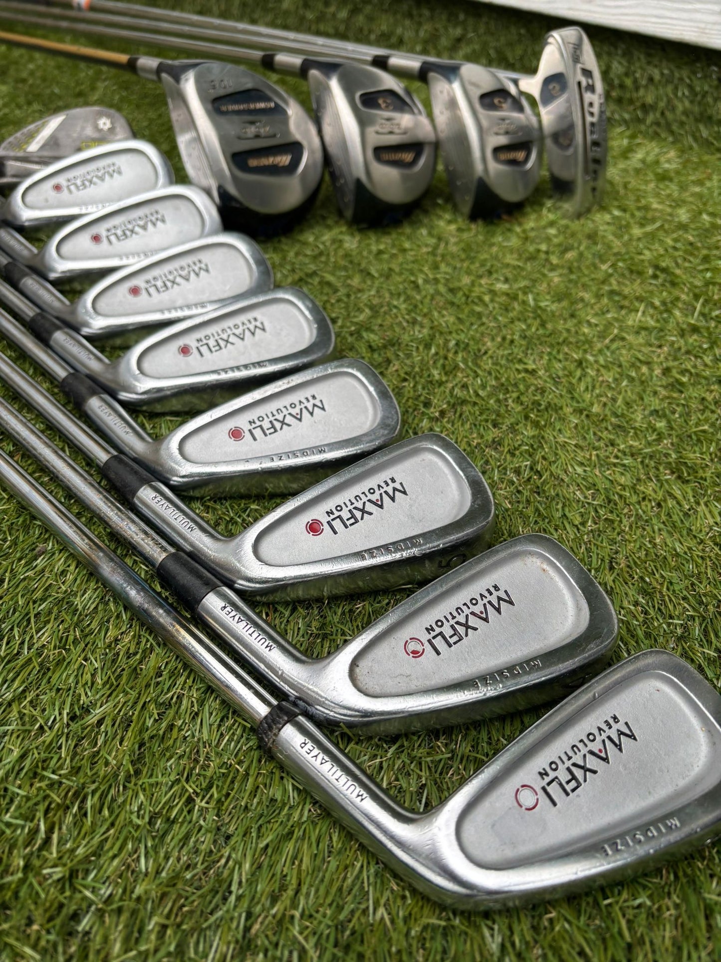 Maxfli Revolution Irons 3-PW + Mizuno Zoid Woods + Sun Mountain Cart Bag