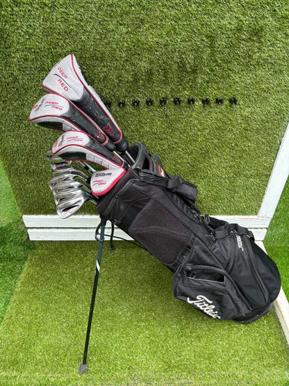 Wilson Deep Red Full Matching Golf Set (5–SW) with Titleist Stand Bag
