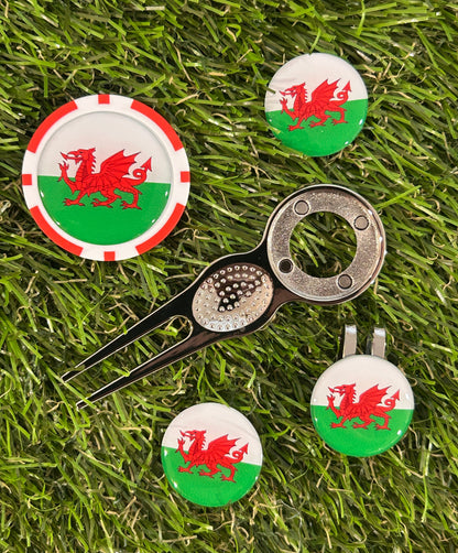 Welsh Flag Traditional metal pitchfork Combo Set with Poker Chip