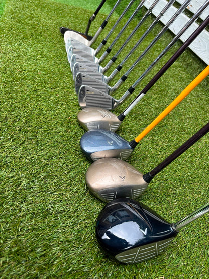 Callaway Big Bertha Woods, Spalding Cannon Irons (5–PW), Tad Moore Wedge & Caddymatic Cart Bag