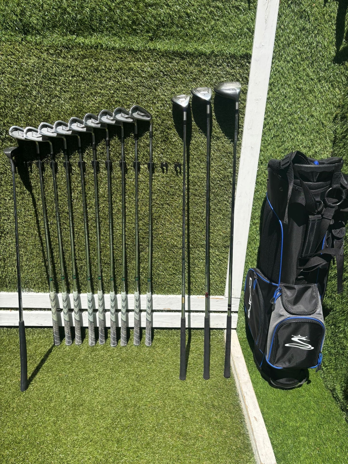 Mizuno Zoid Comp CT Irons 3–SW, Mizuno Woods & Cobra Stand Bag Golf Set