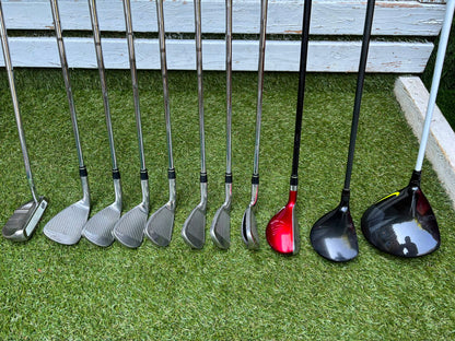 Nike Slingshot 4D Irons, Nike Driver, Cobra 4 Wood, Nike VR_S Hybrid, Odyssey Putter, New Lynx Waterproof Cart Bag