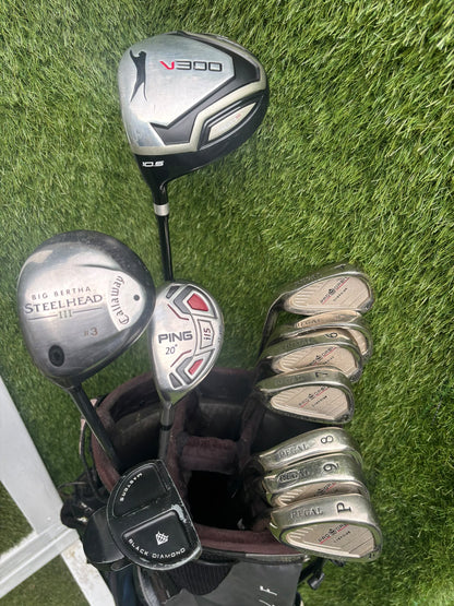 Left-Handed Complete Golf Set – Regal Pro Orbit Irons, PING i15 Hybrid, Callaway Steelhead III & Nike Stand Bag