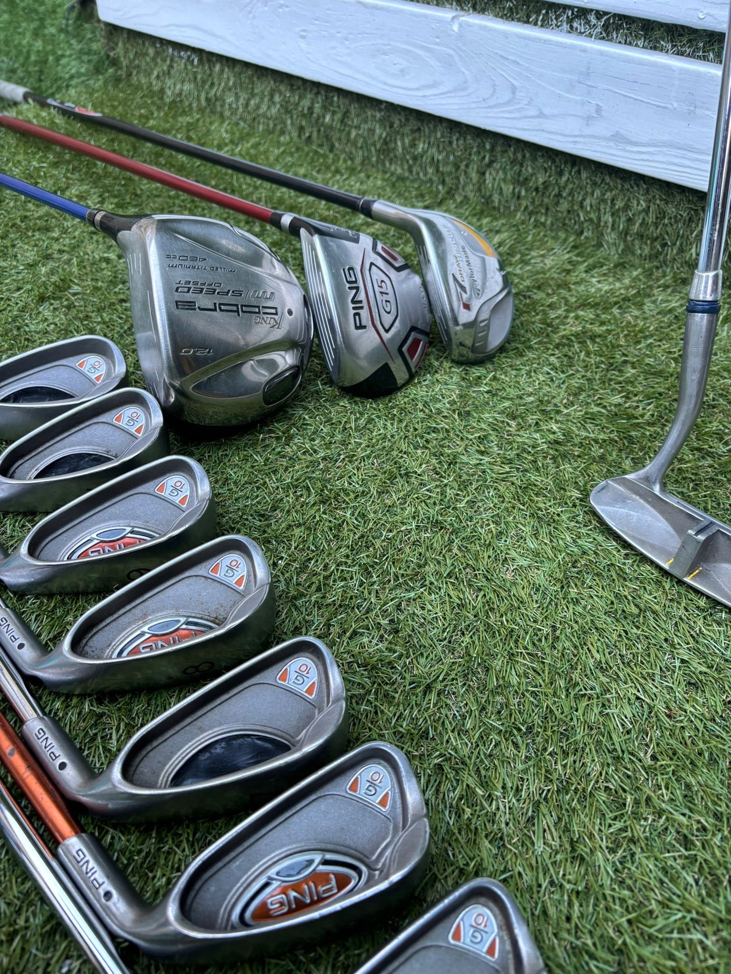 🔥 Ping G10 Irons (5–SW) + Cobra Driver + Ping G15 3 Wood + TaylorMade Hybrid + PowaKaddy Dri Waterproof Bag