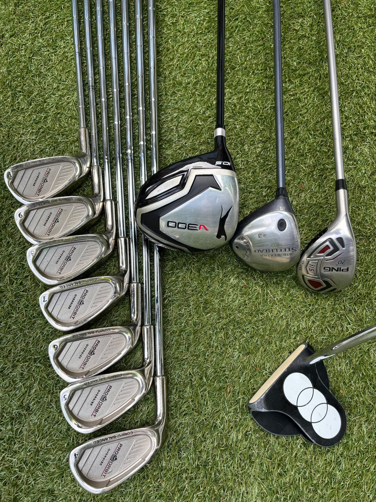 Left-Handed Complete Golf Set – Regal Pro Orbit Irons, PING i15 Hybrid, Callaway Steelhead III & Nike Stand Bag