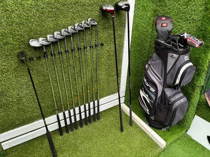 Wilson FatShaft Irons, Wilson Deep Red Driver, Wilson Deep Red 1 Wood, Benross MDX Tribe Putter & Cobra Cart Bag