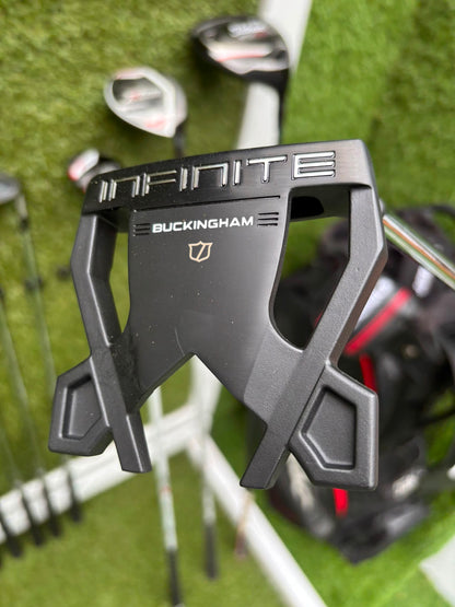 Mizuno Widec II Irons, Titleist 913 Driver, Callaway X Hot Woods, Wilson Infinite Putter & Titleist StaDry Cart Bag