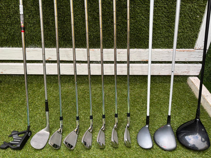 New Wilson Staff D7 Irons, Titleist Driver, Callaway Wood & Hybrid, New Wilson Infinite Putter Titleist Waterproof Cart Bag