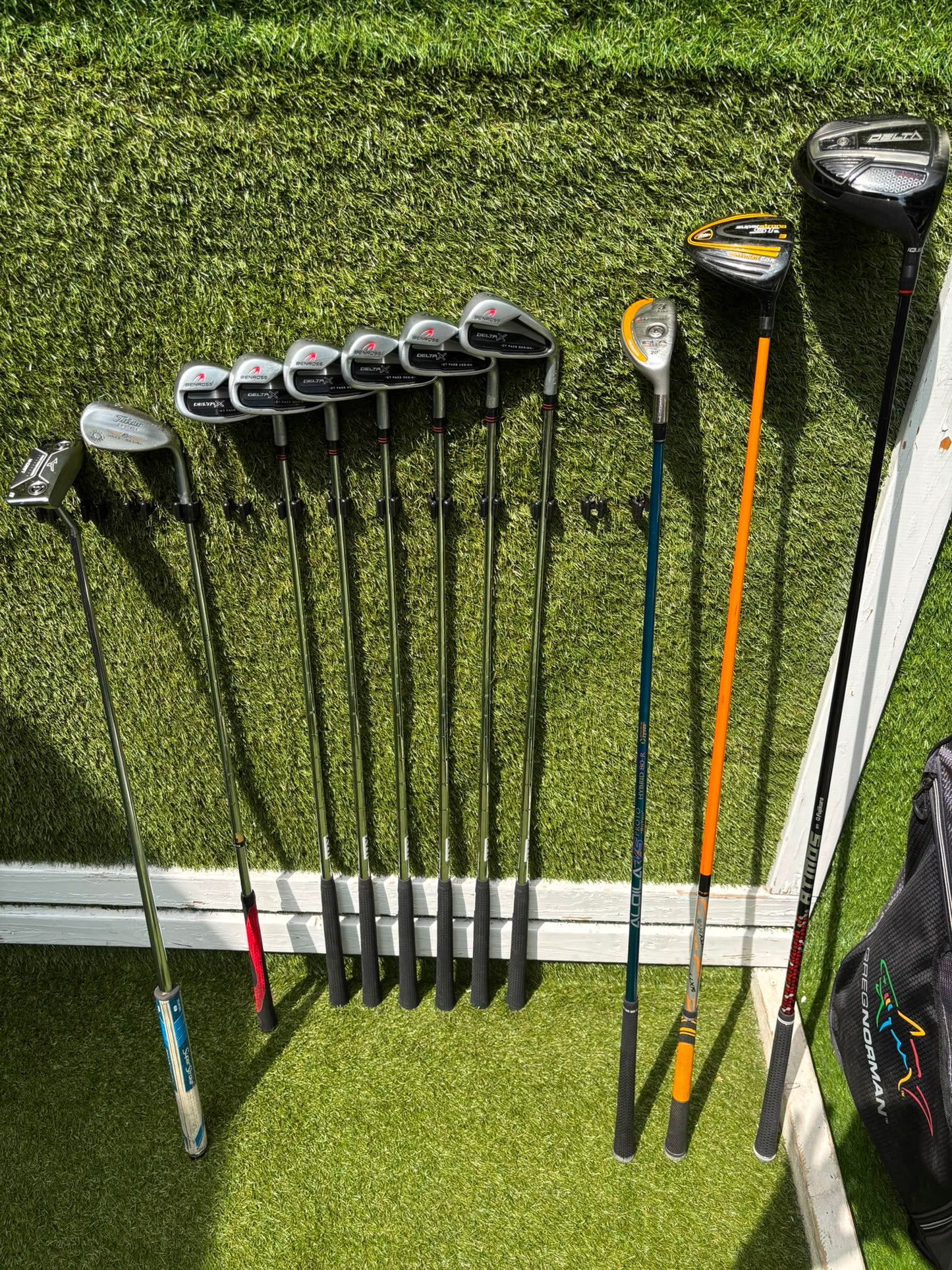 Benross Delta X Irons, Delta Driver, Adams Idea Pro Hybrid, Mizuno M-Craft IV, Vokey SM6 & Greg Norman Cart Bag