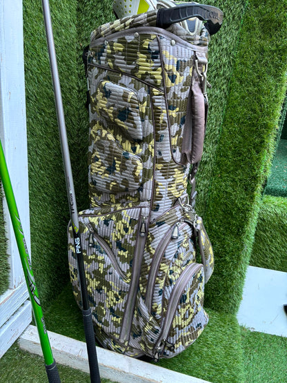 MacGregor V-Foil M565 Irons, Ping Driver, Ping Hybrid, TaylorMade Putter & Premium OUUL Camouflage Stand Bag