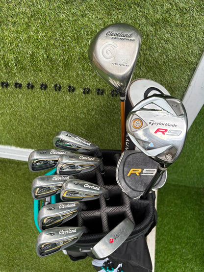 Cleveland CG7 Tour Irons, TaylorMade R9 Hybrid, Cleveland Launcher Driver & Ping Bag