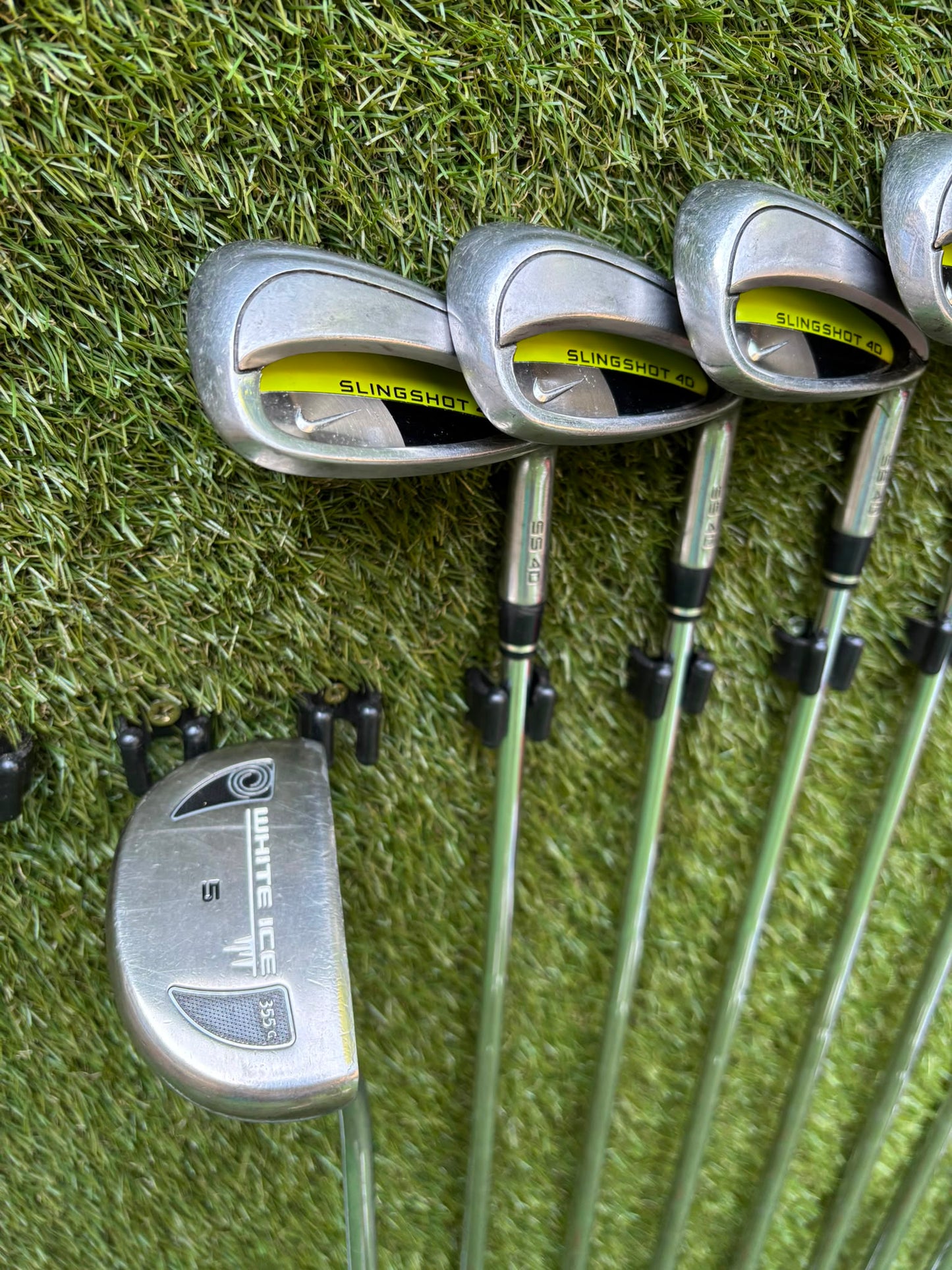 Nike Slingshot 4D Irons, Nike Driver, Cobra 4 Wood, Nike VR_S Hybrid, Odyssey Putter, New Lynx Waterproof Cart Bag