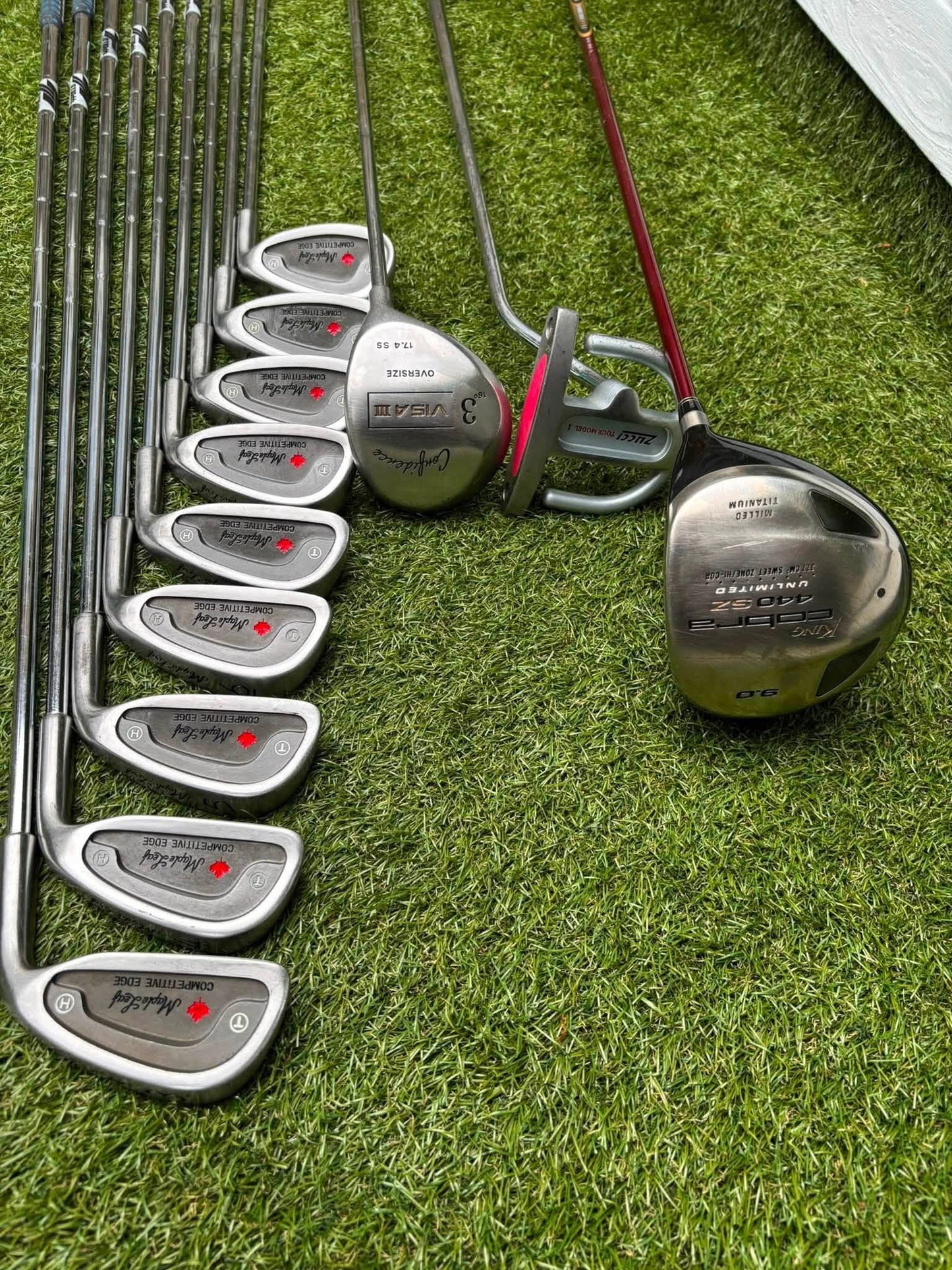Maple Leaf Competitive Edge Irons + King Cobra Driver, 3 Wood, Zucci Putter & PowaKaddy Bag