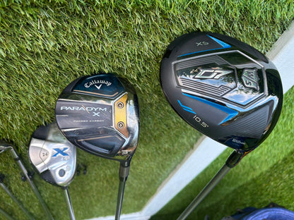 Callaway Irons, Wilson D9 Driver, Callaway Paradym X 3 Wood, Callaway X Hybrid, Wilson Infinite Putter & OUUL Premium Stand Bag