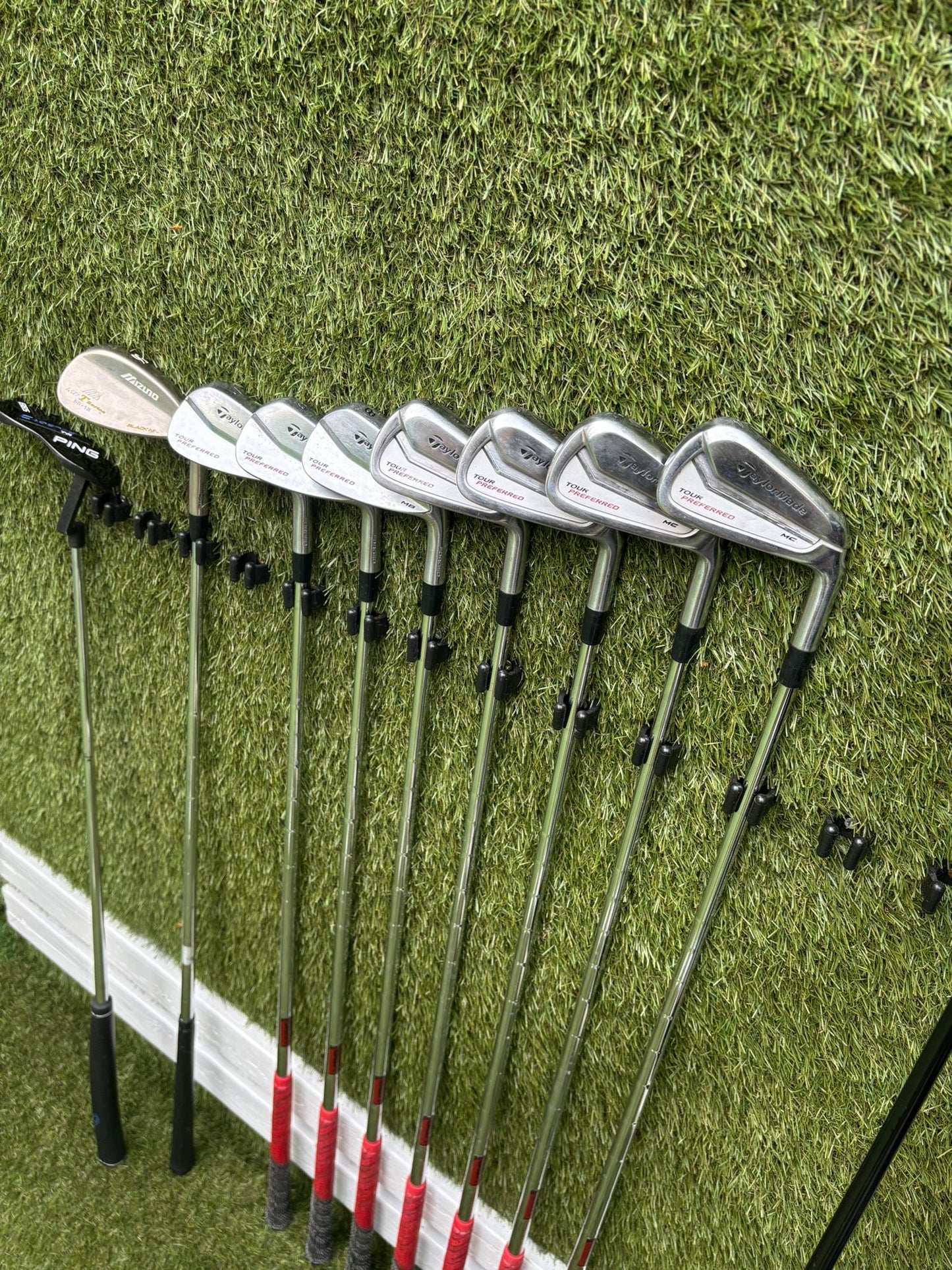 TaylorMade Tour Preferred MC Irons (4–PW) + Burner Driver, R9 Fairway, Callaway Hybrid, Ping Cadence Putter & TaylorMade Bag