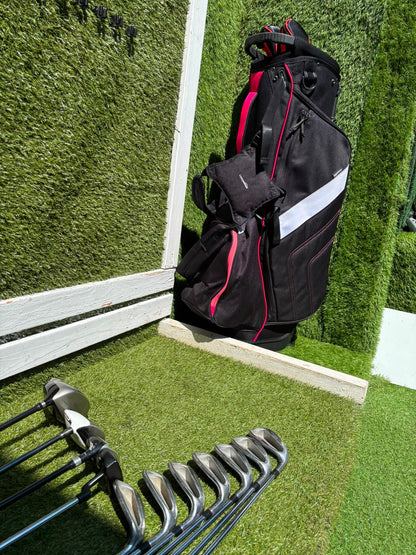 Wilson Deep Red Irons, TaylorMade Burner 3.0 Fairway Wood, Wilson Driver & Brand New Stand Bag